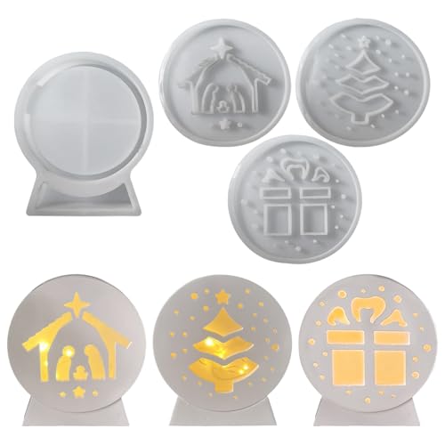 Silikonformen Gießformen Weihnachten, 4 Stück Silikonform Weihnachten Silikonform Krippe Weihnachtsbaum Krippenfiguren Gips Zum Gießen Gießformen Silikon Giessformen Silikon Gießform Weihnachten (A) von Talleros