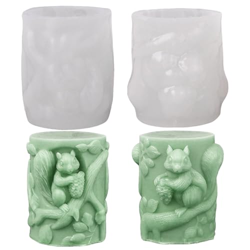 Silikonformen Gießformen Weihnachten, Silikonform Weihnachten 3D Eichhörnchen Säule Kerzenformen zum Gießen Tiere Kerzenform Gießformen Silikon Gips Giessformen Silikon Gießform Weihnachten (2 PCS) von Talleros