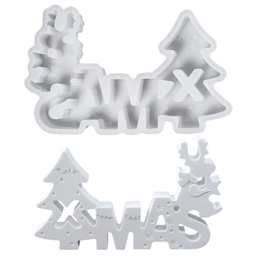 Silikonformen Gießformen Weihnachten,3D Silikonform Winter Weihnachtsbaum Elch Gipsform zum Gießen Gießformen Silikon MAS Buchstaben Gießform Weihnachtsbaum Elch Kerzenformen für DIY Gips Kerzen (01) von Talleros