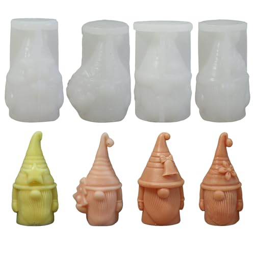 Silikonformen Gießformen Weihnachten Kerzenformen zum Gießen,Wichtel Silikonform Weihnachten Kerzen Gießformen Silikon Gießform Wichtel Gips Zum Gießen Giessformen Silikon Gießform Weihnachten (4 PCS) von Talleros