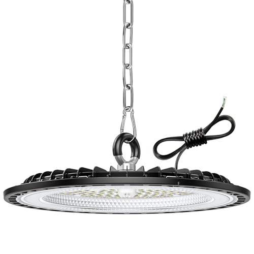 Tallflly 1 Pack 200W UFO LED Werkstatt Deckenleuchte, Werkstattlampe LED 30000LM, 6000K Kaltweiß Garagenlampe Led, IP65 Wasserdichte Lampe Werkstatt für Fabriken, Lagerhaus, Garage, Beleuchtung von Tallflly