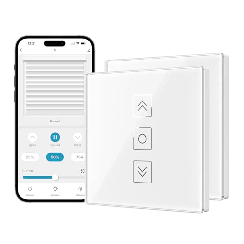 Tallifun Smart Rolladenschalter, Wlan Jalousie Schalter Rolladensteuerung für Smart Life, Funktioniert mit Alexa/Google Assistant/Siri, Benötigt Nullleiter, Prozentuale Steuerung von Tallifun