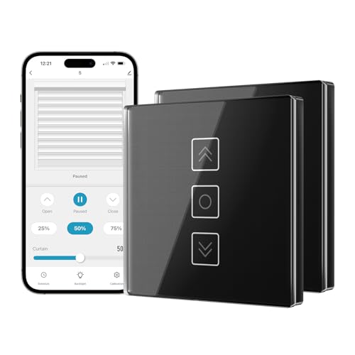 Tallifun Smart Rolladenschalter mit Prozentanzeige, Wlan Jalousie Schalter Rolladensteuerung für Smart Life, Funktioniert mit Alexa/Google Assistant/Siri, Benötigt Nullleiter 80x 80mm von Tallifun