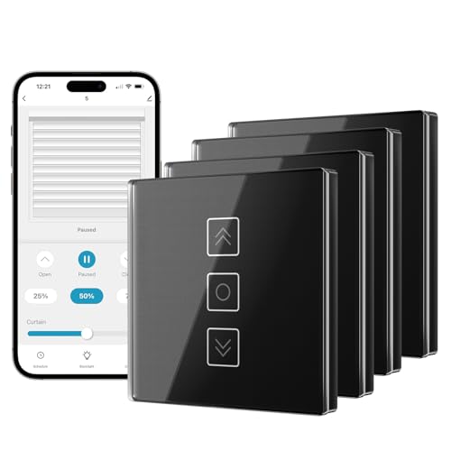 Tallifun Smart Rolladenschalter mit Prozentanzeige, Wlan Jalousie Schalter Rolladensteuerung für Smart Life, Funktioniert mit Alexa/Google Assistant/Siri, Benötigt Nullleiter 80x 80mm von Tallifun