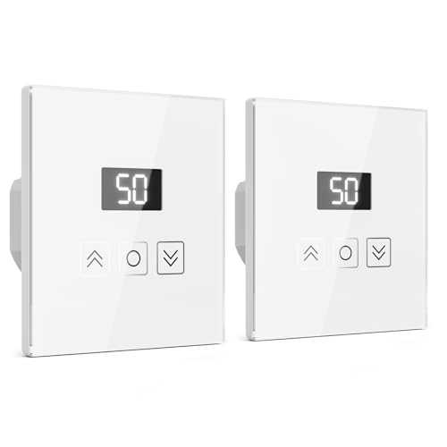 Tallifun Smart Rolladenschalter mit Prozentanzeige, Wlan Jalousie Schalter mit LCD Bildschirm, Rolladensteuerung funktioniert mit Alexa/Google Assistant/Siri, Benötigt Nullleiter 80x 80mm von Tallifun