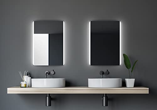 Talos Badspiegel mit Beleuchtung Chic - Badezimmerspiegel 50 x 70 cm - Badspiegel mit hinterleuchteten Lichtausschnitten - vertikale und horizontale Aufhängung von Talos
