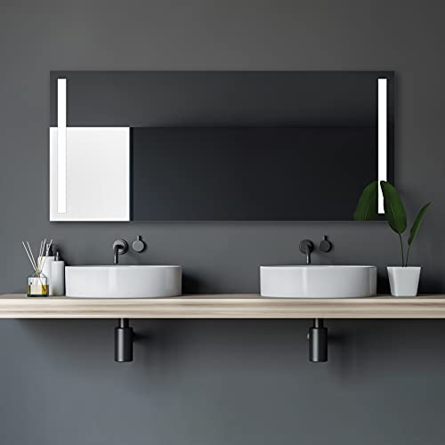 Talos Badspiegel mit Beleuchtung Light - Badezimmerspiegel 160 x 70 cm - mit hinterleuchteten Lichtausschnitten - Lichtfarbe neutralweiß - hochwertiger Aluminiumrahmen mit Kippschalter von Talos