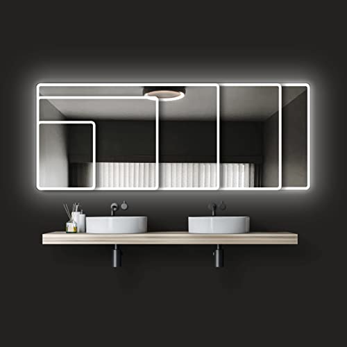 Talos Badspiegel mit Beleuchtung Moon - Badezimmerspiegel 40 x 45 cm - mit umlaufenden Raumlicht - Lichtfarbe neutralweiß - hochwertiger Aluminiumrahmen von Talos