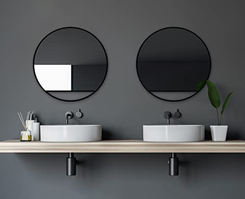 Talos Black Hole Spiegel rund Ø 60 cm – runder Wandspiegel in matt schwarz – Badspiegel rund mit hochwertigen Aluminiumrahmen – Badezimmerspiegel mit trendigem Design von Talos
