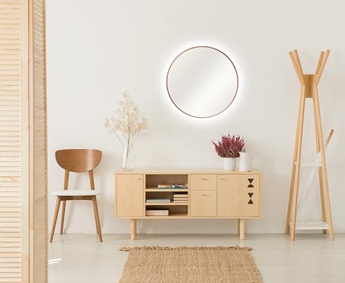 Talos Dekorativer runder Wandspiegel mit indirekter LED Beleuchtung in Kupfer matt Ø 50 cm von Talos
