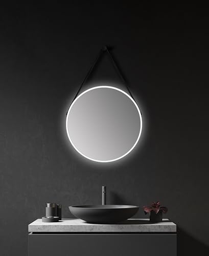 Talos White Light runder Badspiegel Ø 50 cm – Wandspiegel in matt weiß – Badezimmerspiegel mit hochwertigem Aluminiumrahmen – Spiegel mit austauschbarer LED-Beleuchtung für Bad von Talos