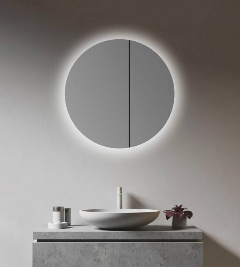 Talos Badezimmerspiegelschrank Ø: 60 cm, LED-Beleuchtung, aus Aluminium und Echtglas, IP24 von Talos