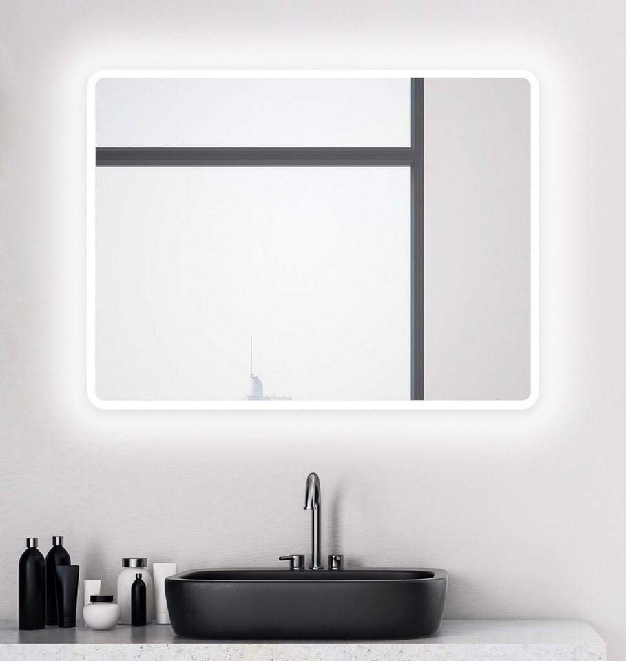 Talos Badspiegel Talos Black Moon, 80 x 60 cm, Design Lichtspiegel von Talos