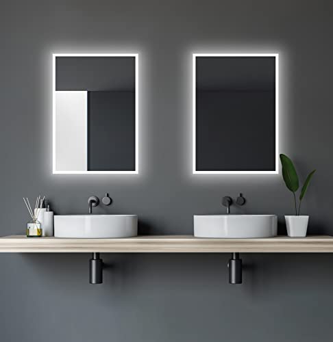 Talos Badspiegel mit Beleuchtung - Badezimmerspiegel 50 x 70 cm - LED Spiegel mit Lichtumrahmung - Lichtfarbe neutralweiß 4200 Kelvin von Talos