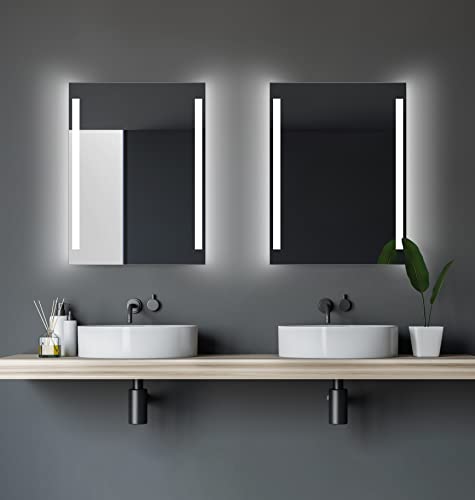 Talos LED Badspiegel mit Beleuchtung 80 x 60 cm - Badezimmer Wandspiegel mit Beleuchtung - feuchtraumgeeignet durch Aluminiumkorpus - Lichtfarbe Neutralweiß von Talos