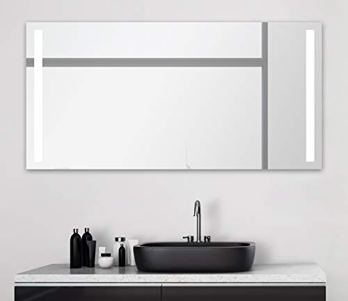 Talos Badspiegel mit Beleuchtung Light - Badezimmerspiegel 140 x 70 cm - mit hinterleuchteten Lichtausschnitten - Lichtfarbe neutralweiß - hochwertiger Aluminiumrahmen mit Kippschalter von Talos