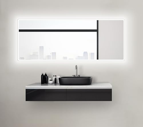 Talos Moon LED Badspiegel 180x70 cm - Badezimmerspiegel mit Beleuchtung - feuchtwassergeeignet durch Aluminiumrahmen - Licht-Farbe Neutralweiß, Chrom von Talos
