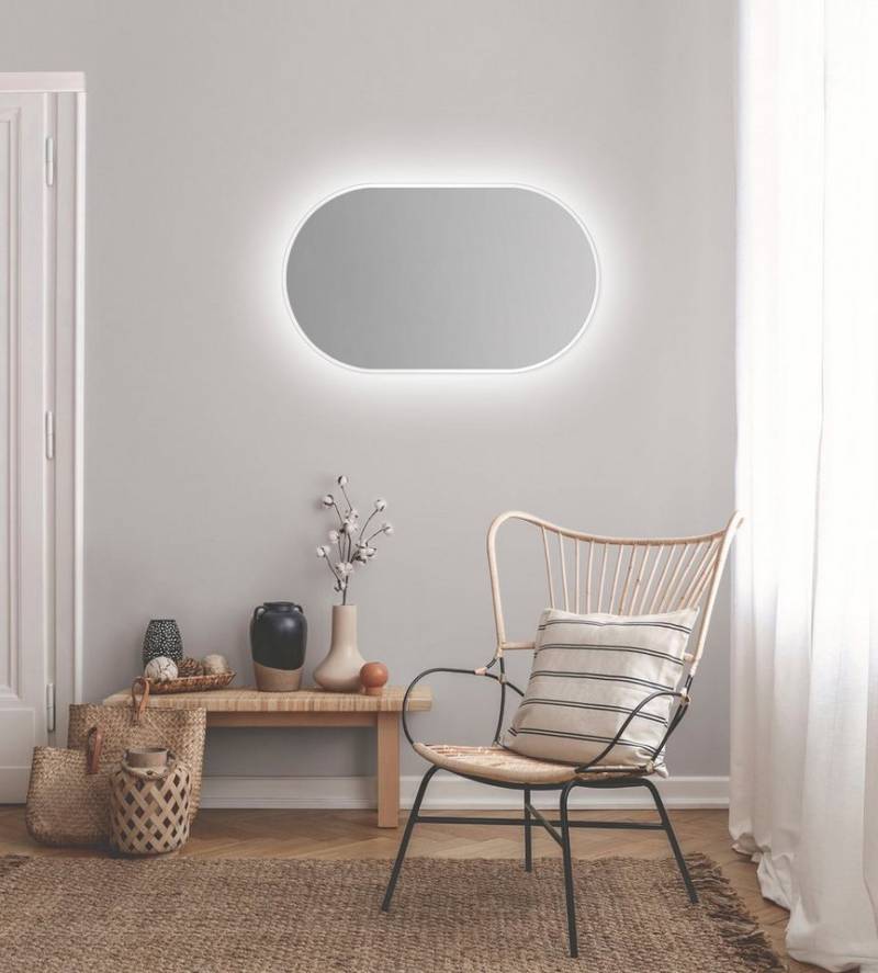Talos Dekospiegel LED Design Spiegel oval weiß, 45x75 cm (1-St), LED Beleuchtung von Talos
