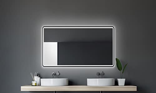 Talos LED Badspiegel 120x70 cm Badezimmerspiegel mit Beleuchtung matt schwarzer Aluminiumrahmen Wandspiegel Lichtumrahmung - matt schwarz von Talos