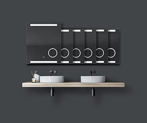 Talos King LED Badspiegel 60x70 cm mit Beleuchtung – Wandspiegel mit beleuchtetem Kosmetikspiegel – Spiegel mit neutralweißem Licht – Beleuchteter Badezimmer Spiegel mit Digitaluhr von Talos