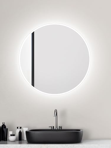 Talos LED Badspiegel rund Ø 60 cm - Badezimmer Wandspiegel mit Beleuchtung - feuchtraumgeeignet durch Aluminiumkorpus - Lichtfarbe Neutralweiß von Talos