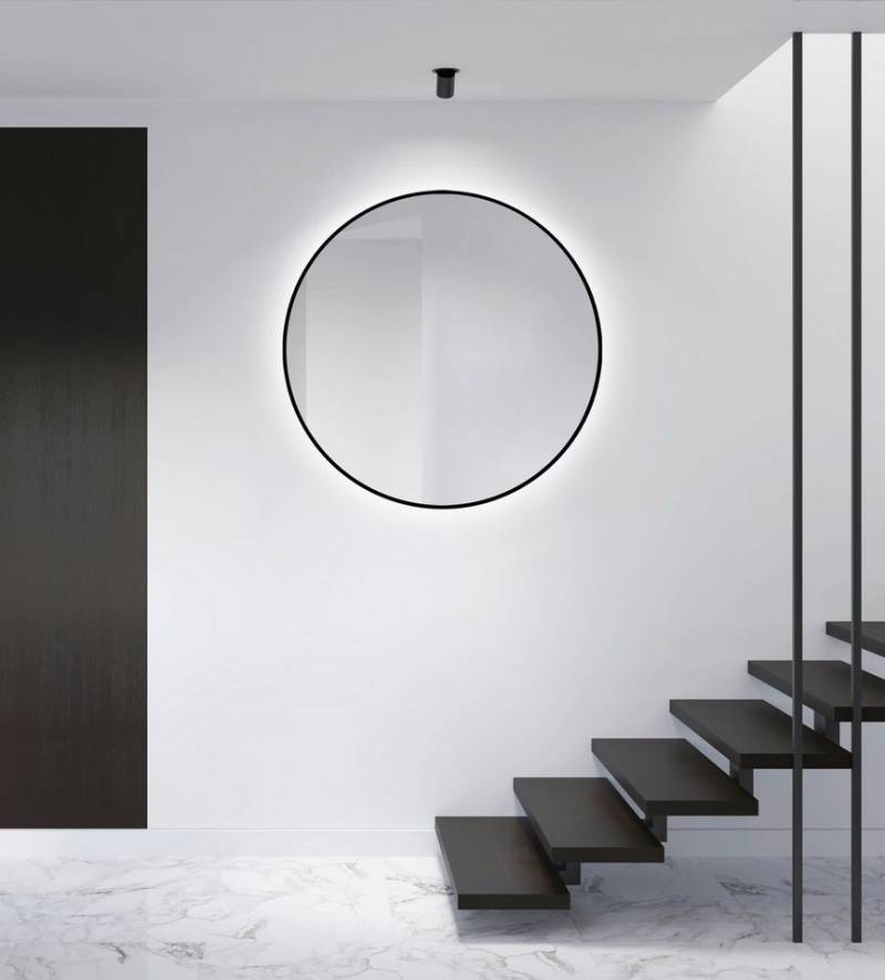 Talos LED-Lichtspiegel, rund, mit indirekter LED Beleuchtung in schwarz matt Ø 100 cm von Talos