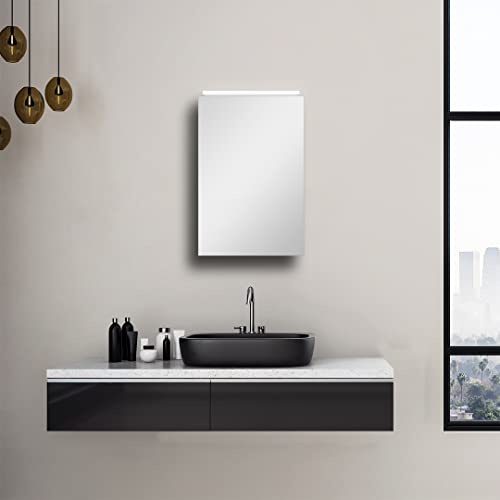 Talos Mirage Spiegelschrank 40 x 60 cm - Spiegelschrank Bad mit LED Beleuchtung - hochwertiger Aluminiumkorpus - Badezimmerspiegelschrank mit neutral weißer Lichtfarbe von Talos