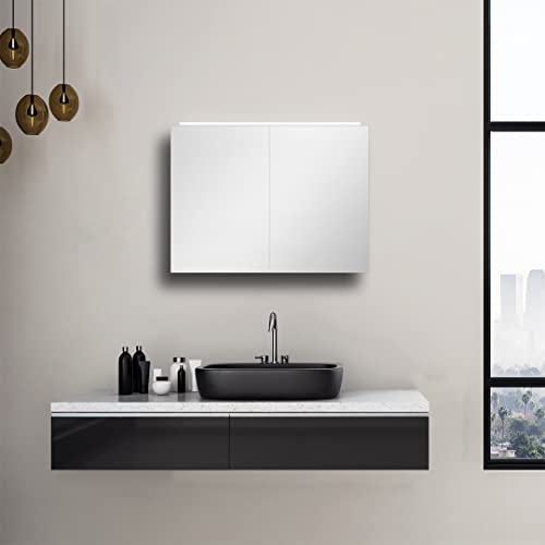 Talos Mirage Spiegelschrank 50 x 70 cm - Spiegelschrank Bad mit LED Beleuchtung - hochwertiger Aluminiumkorpus - Badezimmerspiegelschrank mit neutral weißer Lichtfarbe von Talos