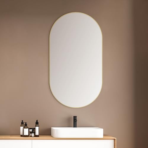 Talos Picasso Design Spiegel Gold 50x90 cm - mit hochwertigem Aluminiumrahmen für Zeitloses Ambiente - Perfekter Badezimmerspiegel und Wandspiegel von Talos