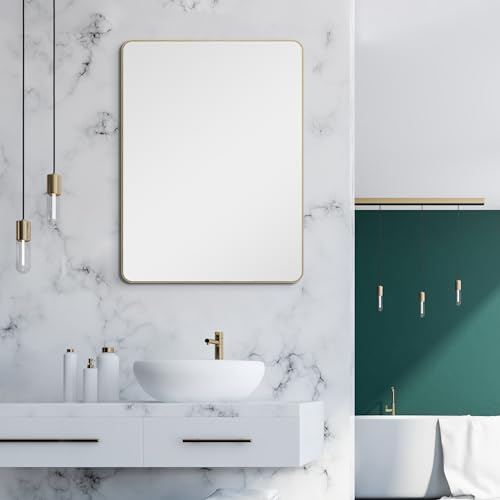 Talos Picasso Design Spiegel Gold 60x80 cm – Eleganter Wandspiegel mit Aluminiumrahmen – Ideal für Badezimmer und modernes Ambiente – Hochwertiger Badspiegel in Gold von Talos