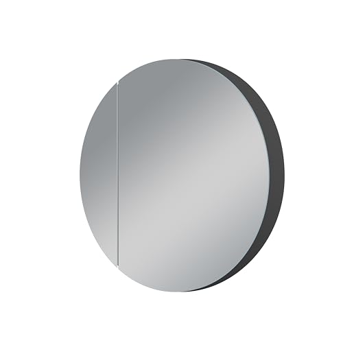 Talos Picasso Style Spiegelschrank schwarz Ø 60cm - mit hochwertigem Aluminiumkorpus - Modernes Badezimmermöbel mit integrierter LED Beleuchtung - Badspiegel mit praktischem Stauraum von Talos