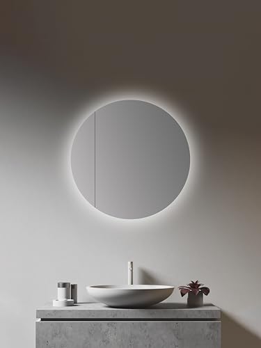 Talos Picasso Style Spiegelschrank weiß Ø 60cm - mit hochwertigem Aluminiumkorpus - Modernes Badezimmermöbe mit austauschbarer LED Beleuchtung - Badspiegel mit praktischem Stauraum von Talos