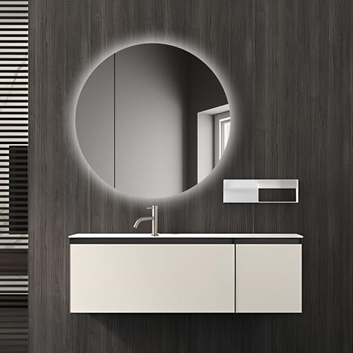 Talos Picasso Style Spiegelschrank weiß Ø 60cm - mit hochwertigem Aluminiumkorpus - Modernes Badezimmermöbe mit austauschbarer LED Beleuchtung - Badspiegel mit praktischem Stauraum von Talos