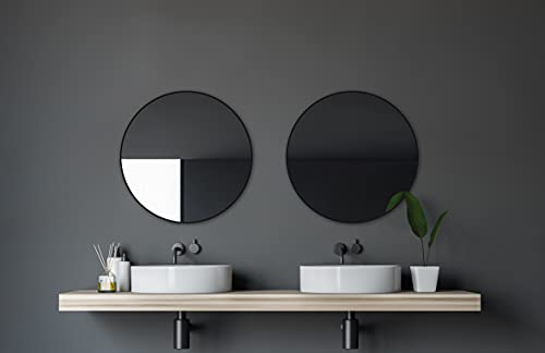 Talos Black Circle Spiegel rund Ø 60 cm – Schwarzer Wandspiegel mit hochwertigem Aluminiumrahmen – Moderner Spiegel für Badezimmer und Wohnräume – Stilvoller Dekospiegel in Schwarz von Talos