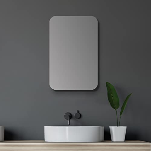 Talos Spiegelschrank Bad oval 40 x 60 cm - Badezimmer Spiegelschrank mit hochwertigem Aluminium Korpus in matt schwarz - Bad Spiegelschrank mit Zwei Glaseinlegeböden von Talos