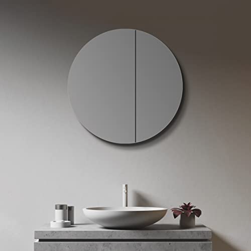 Talos Spiegelschrank Bad rund Ø 60 cm - Badezimmer Spiegelschrank mit hochwertigem Aluminium Korpus - Bad Spiegelschrank mit Zwei Glaseinlegeböden von Talos