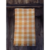 Orange-Weiß Von Hand Gewebte Decke, Wolle Plaid Und Bettdecke von TalsiWeavings