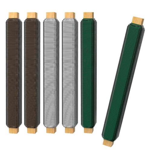 Talvani Basteldraht 6x Grün Silber Schwarz Mix – Hochwertiger Blumendraht zum Basteln – Rostfreier Draht – Verbesserter Bindedraht für Pflanzen lackiert, Ø 0,65 mm | 38 m (Mix, 6er) von Talvani