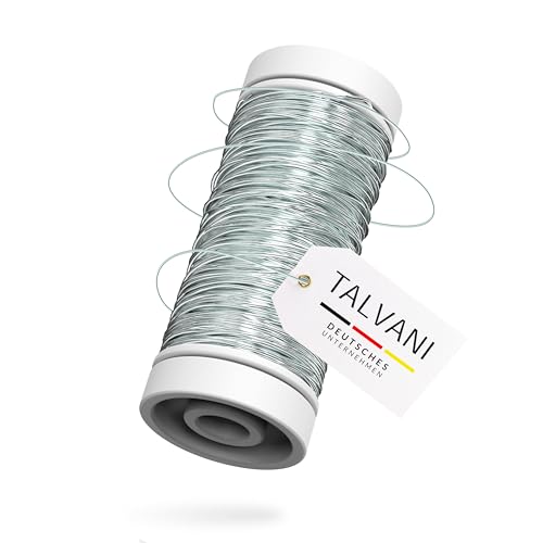 TALVANI Blumendraht | Basteldraht – Hochwertiger Draht zum Dekorieren – Premium Bindedraht, Deutscher Versand – Verbesserter Myrthendraht für Blumengestecke verzinkt, Ø 0,35 mm | 50 m von Talvani