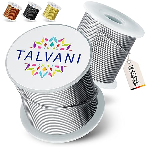 Talvani Basteldraht [1mm|2mm] [30m | 120m] Aluminiumdraht - Leicht zu Biegender Draht - Aludraht - Schmuck Draht, Basteldraht Gold Silber Kupfer Schwarz (Silber, Ø 1mm | 120 m) von Talvani