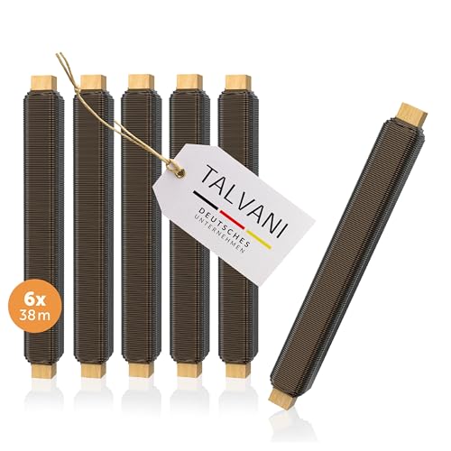 Talvani Basteldraht 6X | in grün Silber schwarz – Hochwertiger Blumendraht zum Basteln – Rostfreier Draht, DE Versand – Verbesserter Bindedraht für Pflanzen geglüht, Ø 0,65 mm | 38 m von Talvani