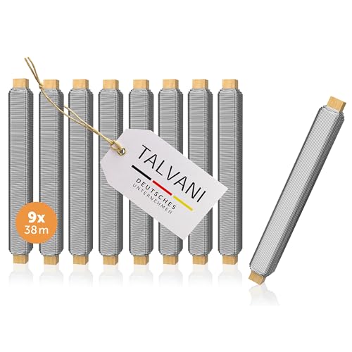 Talvani Basteldraht 9X | in grün Silber schwarz – Flexibler Blumendraht zum Basteln – Rostfreier Draht, DE Versand – Verbesserter Bindedraht für Pflanzen geglüht, Ø 0,65 mm, 38 m von Talvani