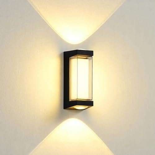 Talwei Moderne LED Wandleuchten Wandlampe Innen/Aussen und ab IP65 Metall Schwarz Wandleuchte 16W LED Aluminium Leuchtet 3000k Wandlampen für Zimmer (1 Stücke) von Talwei