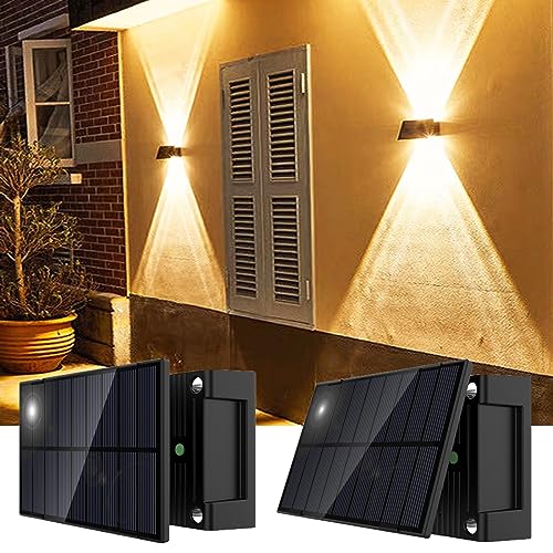 Talwei Solar Wandleuchte Aussen 2 Stück Up and Down Leuchten Solarleuchte für Außen Led Beleuchtung Wasserdichte Wandleuchte Wand kabellos Wasserdichte Zaun Beleuchtung für Pfad Garage von Talwei