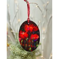 Rote Mohnblume Weihnachtsverzierungen, Rustikales Feiertags-Dekorgeschenk - Poppy Malerei Mini Kunstdruck Für Wohnzimmerdekoration Kühlschrankmagnete von TalyaJohnsonArt