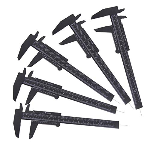 T&B Mini-Messschieber für Schmuck, 150 mm, doppelter Skala, Kunststoff, Messschieber, Messwerkzeug, 5 Stück, schwarz T&B Mini-Messschieber für Schmuck, 150 mm, doppelter Skala, Kunststoff, Messschieber, Messwerkzeug, 5 Stück, schwarz von TamBee