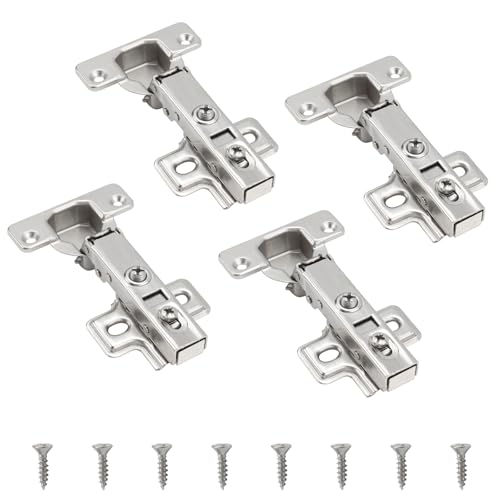 TamBee 4 pcs 110 Grad Scharniere rahmenlose Schrankscharniere hydraulisch verstellbare Montage verdeckte Scharniere Absenkautomatik Edelstahl Puffer Dämpfer 4 Stück (vollständige Abdeckung) von TamBee