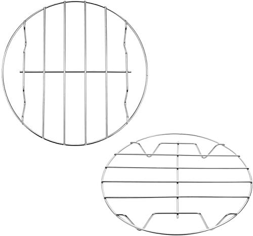 T&B Rundes Grillrost aus 304 Edelstahl, zum Backen und Kühlen, Dampfgaren mit Ständer, Kochgeschirr, Luftfritteuse, Schnellkochtopf, Einmachwerkzeug, 2er-Set (17,8 cm und 20,3 cm) von TamBee