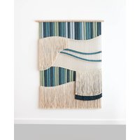 xxl Makramee Wandbehang, Individuelle Farben Und Größe Für Ihre Einrichtung Blauer Wandteppich, Moderne Texturierte Wandkunst - Flow von TamarSamplonius