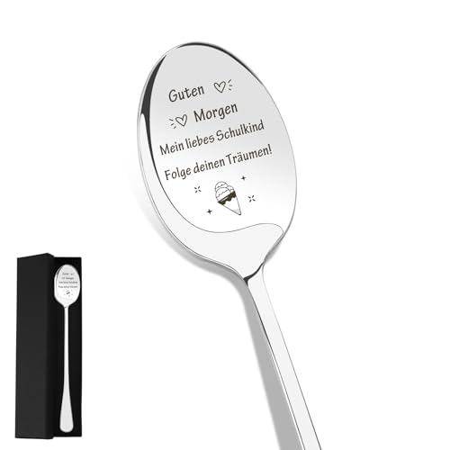 Einschulung Geschenk Jungen, Schulanfang Geschenke, Löffel mit Gravur, Mutmacher Schulanfang, Geschenke Zum Schulbeginn Schuleinführung Schulstart Schultüte Füllung Schulkind Folge deinen Träumen von Tamnioa